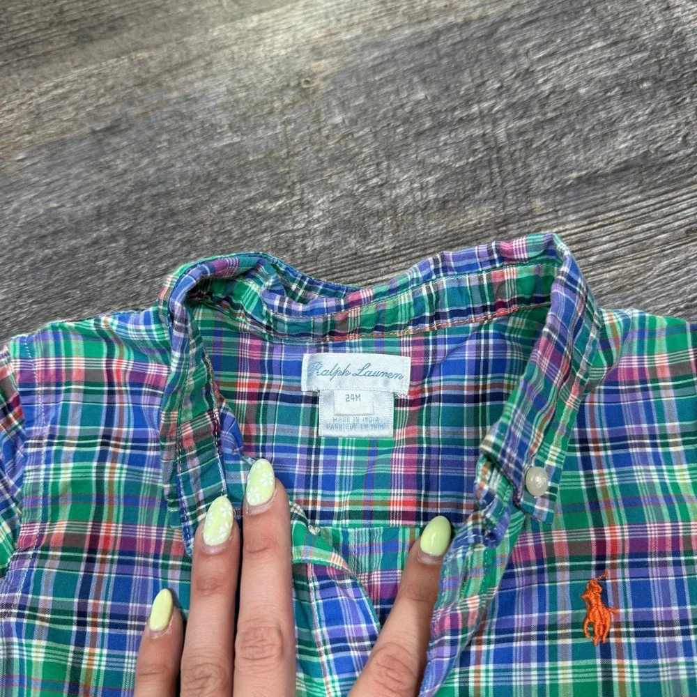 Vintage Ralph Lauren Baby Boy Plaid Romper Multi‎ Color 24M